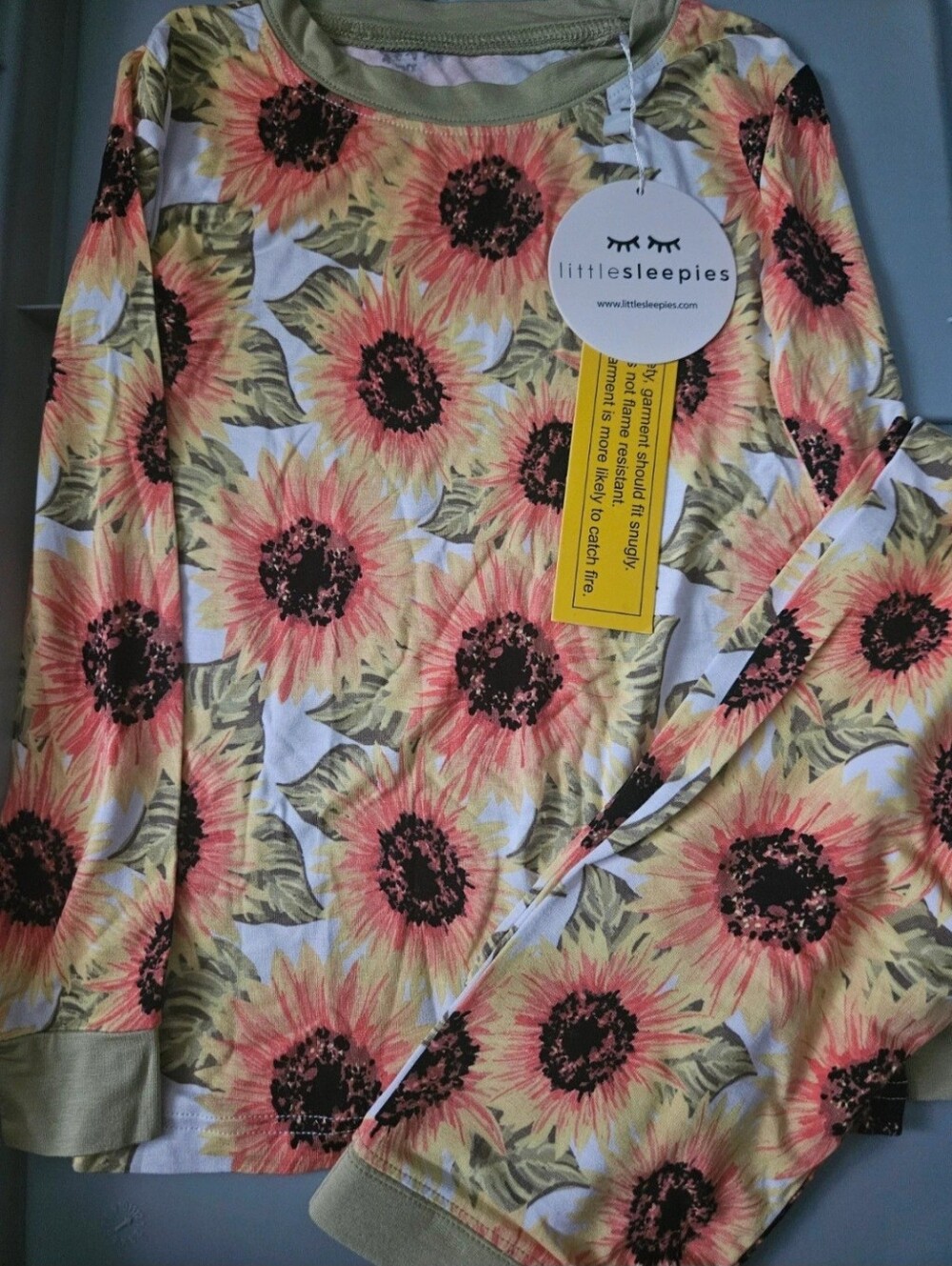 NWT Little Sleepies Kids Sunflower Print Pajama Set